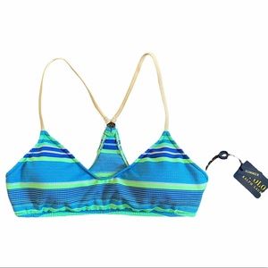 Polo Ralph Lauren Racerback Bikini Top Blue-Green Stripes Women’s Small NWT